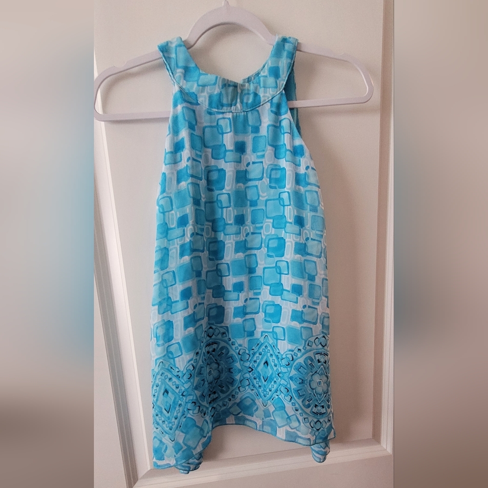 Amy Byer Blue Patterned Kids Formal Dress